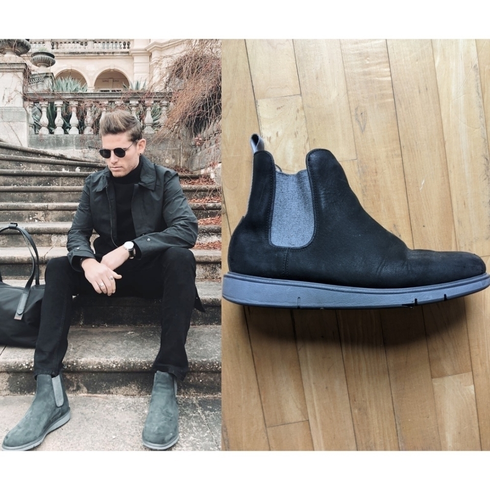 Swims | Men's Motion water-resistant suede Chelsea Boots in Black/Gray